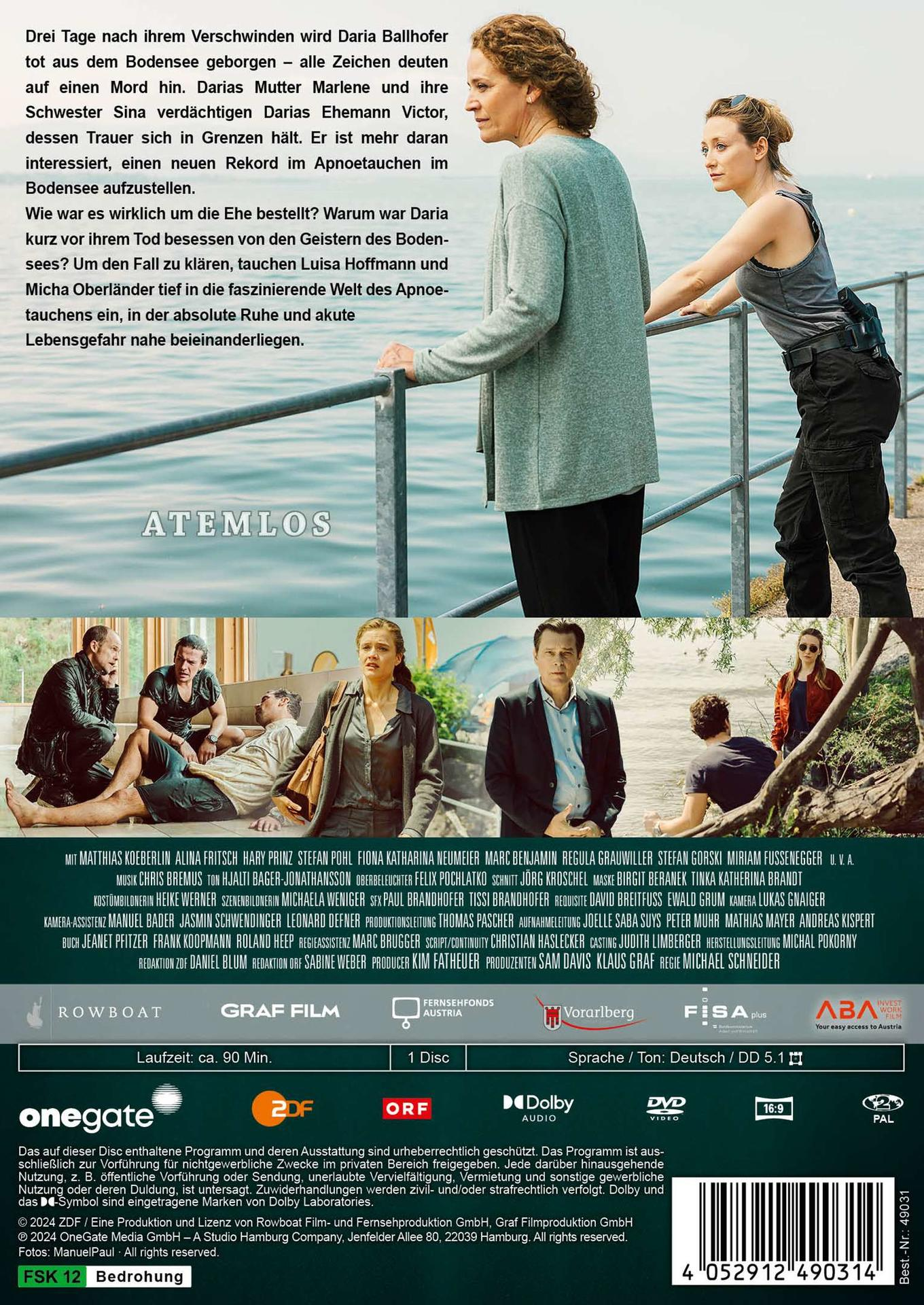 Rückseite einer DVD-Hülle mit Schauspielern und einer See-Szene.