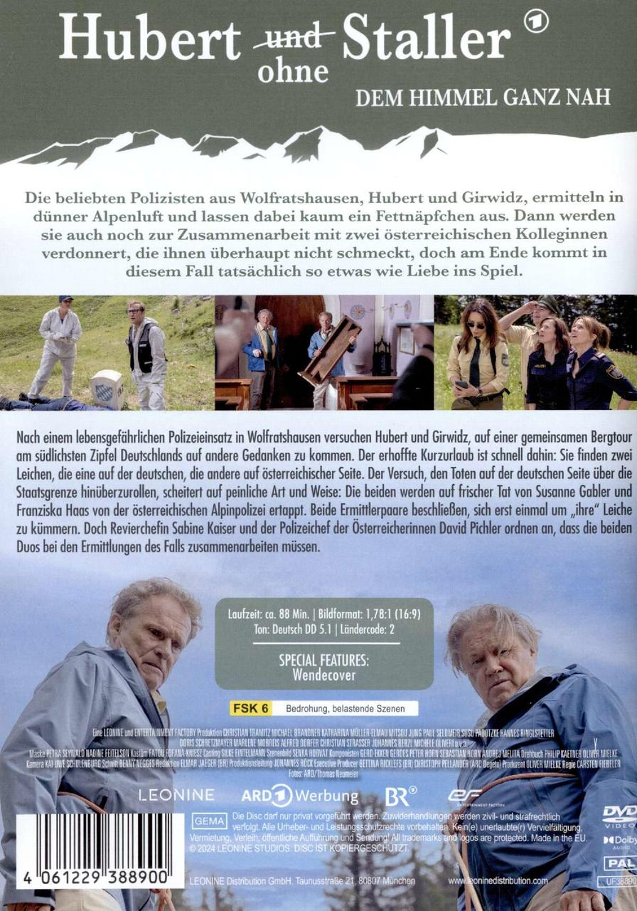 DVD-Hülle. Zwei ältere Männer in Mänteln. Text auf Deutsch über ein Krimidrama in den Bergen.