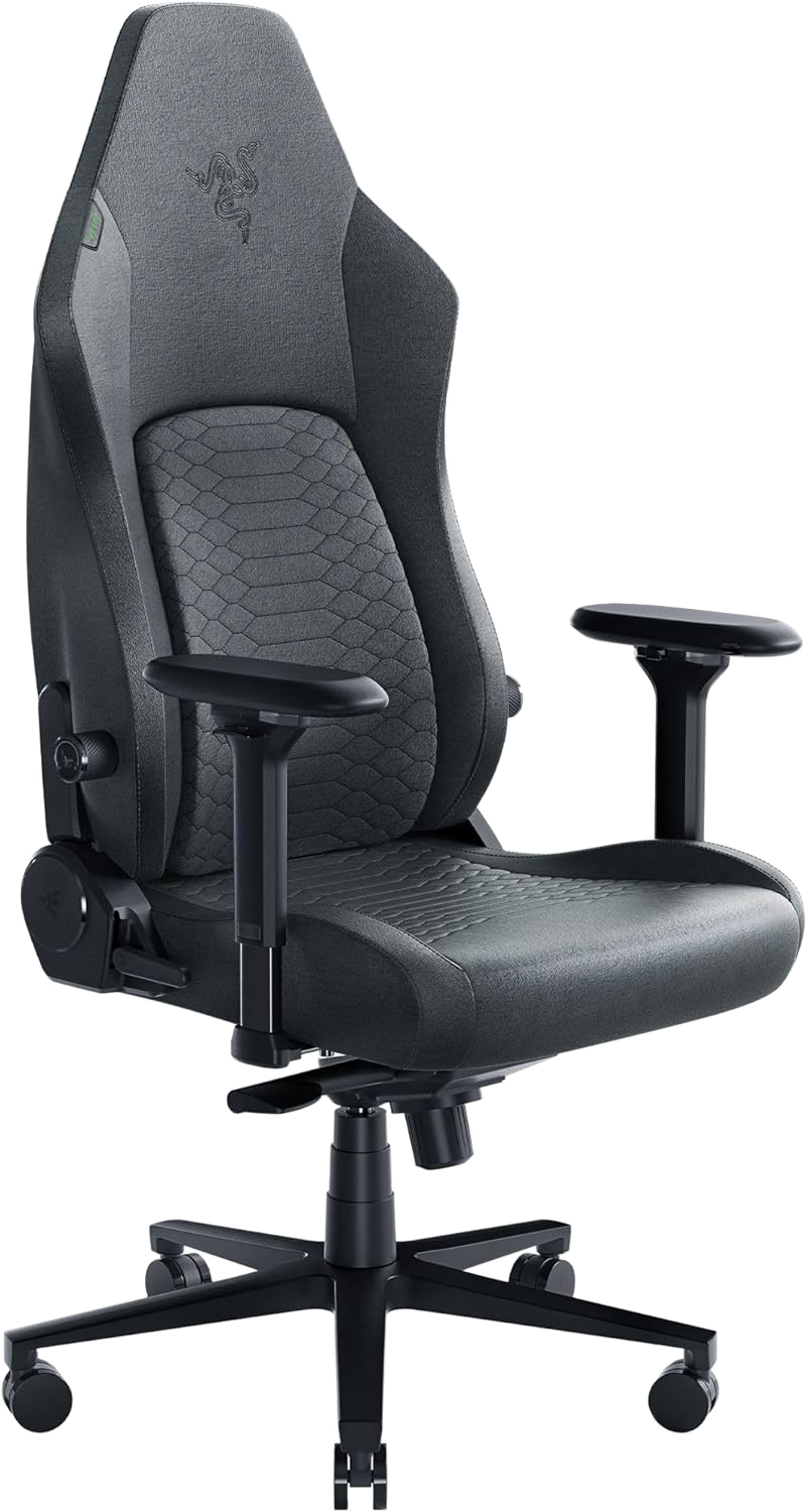 Razer gaming szék, fekete, kígyóbőr mintával az ülésen.