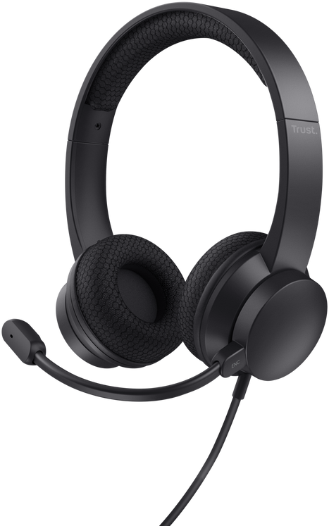 TRUST Ayda vezetékes fejhallgató mikrofonnal, ENC zajszűrés, USB, fekete (25089)