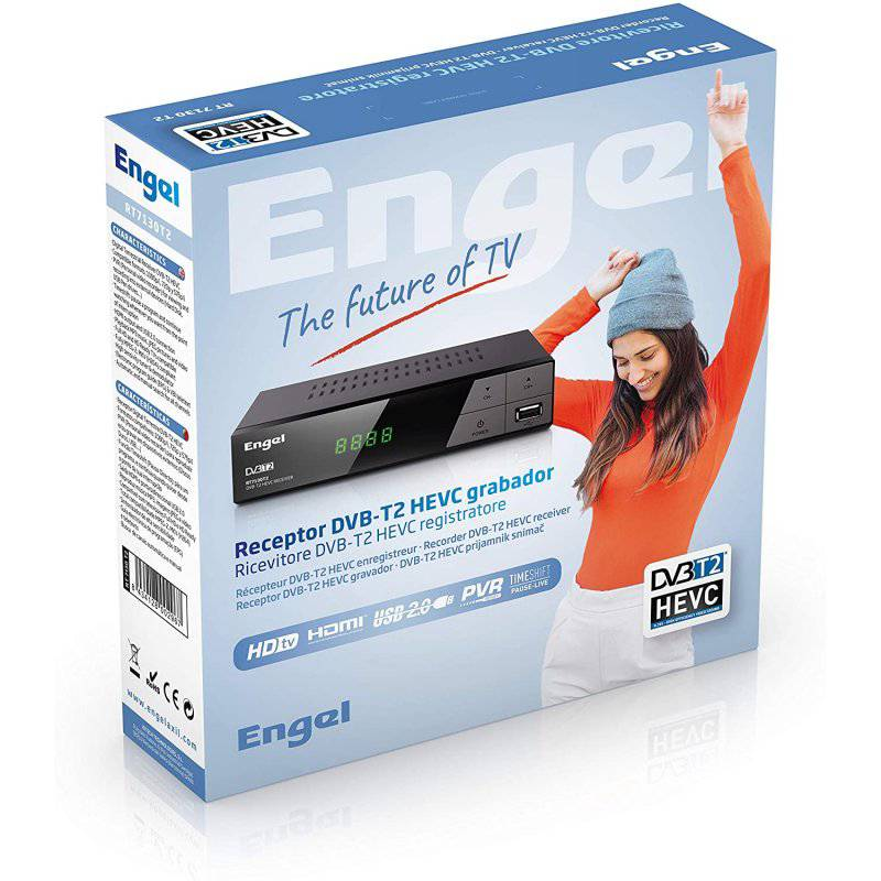 Receptor TDT - Engel RT-7130T2, DVB-TD, Graba HD, HDMI, USB 2.0, Negro
