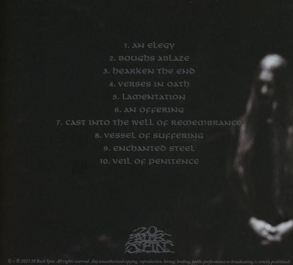 Albumcover mit Titelliste: An Elegy, Boughs Ablaze, Hearken the End, Verses in Oath, Lamentation, An Offering und andere.