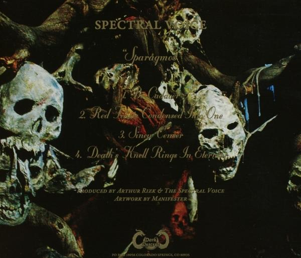 Albumcover für Spectral Voice. Schädel, Knochen und Text auf dunklem Grund.