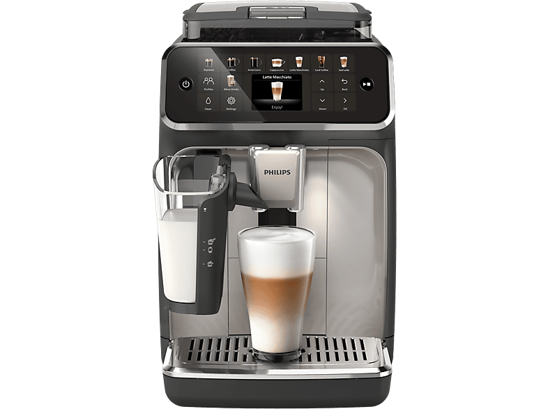 Philips EP5547/90 Series 5500 Latte Go Kaffeevollautomat (Matt-Schwarz, Scheibenmahlwerk aus Keramik, 15 bar, externer Milchbehälter)