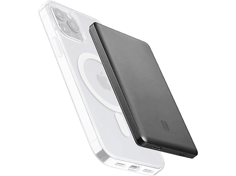 REACONDICIONADO Seminuevo Muy bueno Powerbank - CellularLine Mag Lite, 5000mAh, Inalámbrico, 7.5 W, Hasta 36h de carga, USB C, MagSafe, Gris