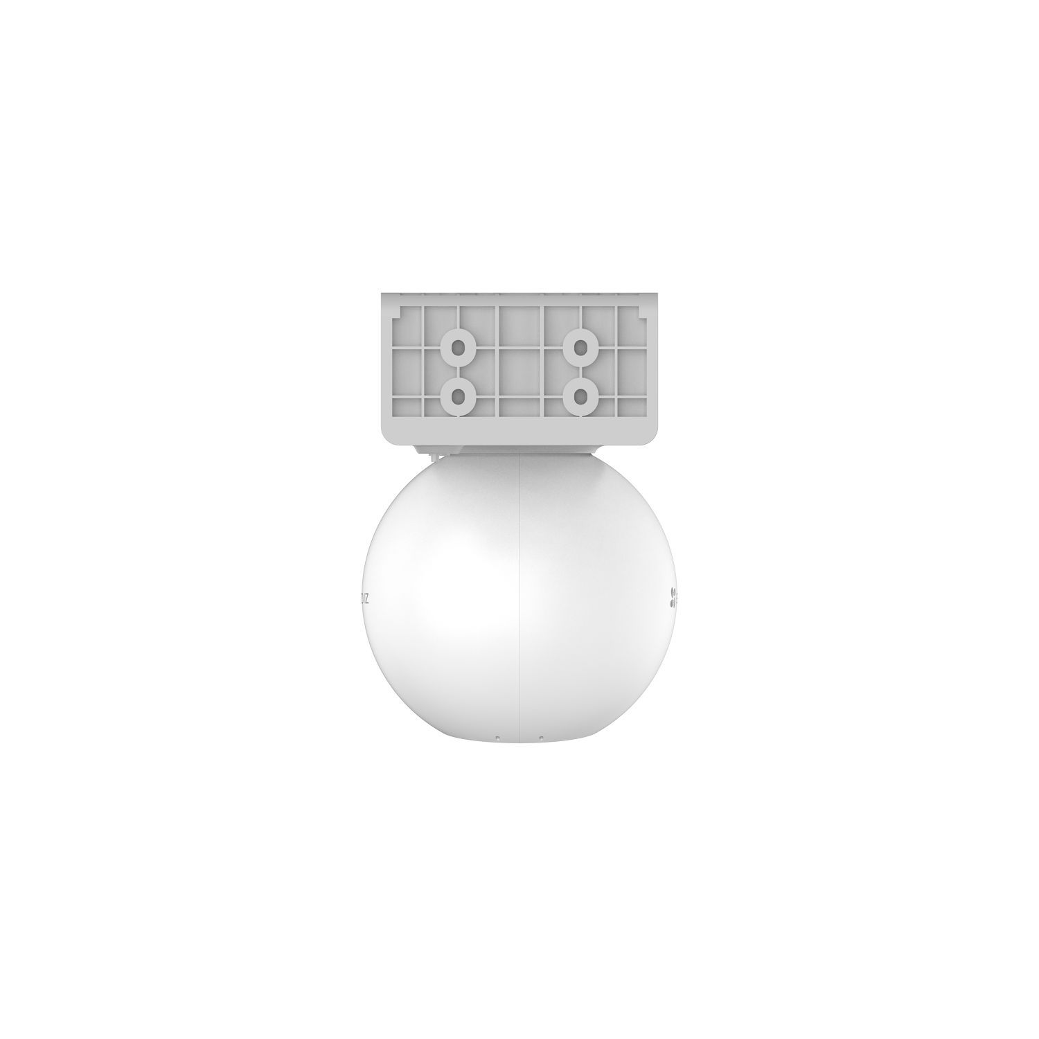 A white, spherical object with a rectangular base. The base has a grid-like pattern.