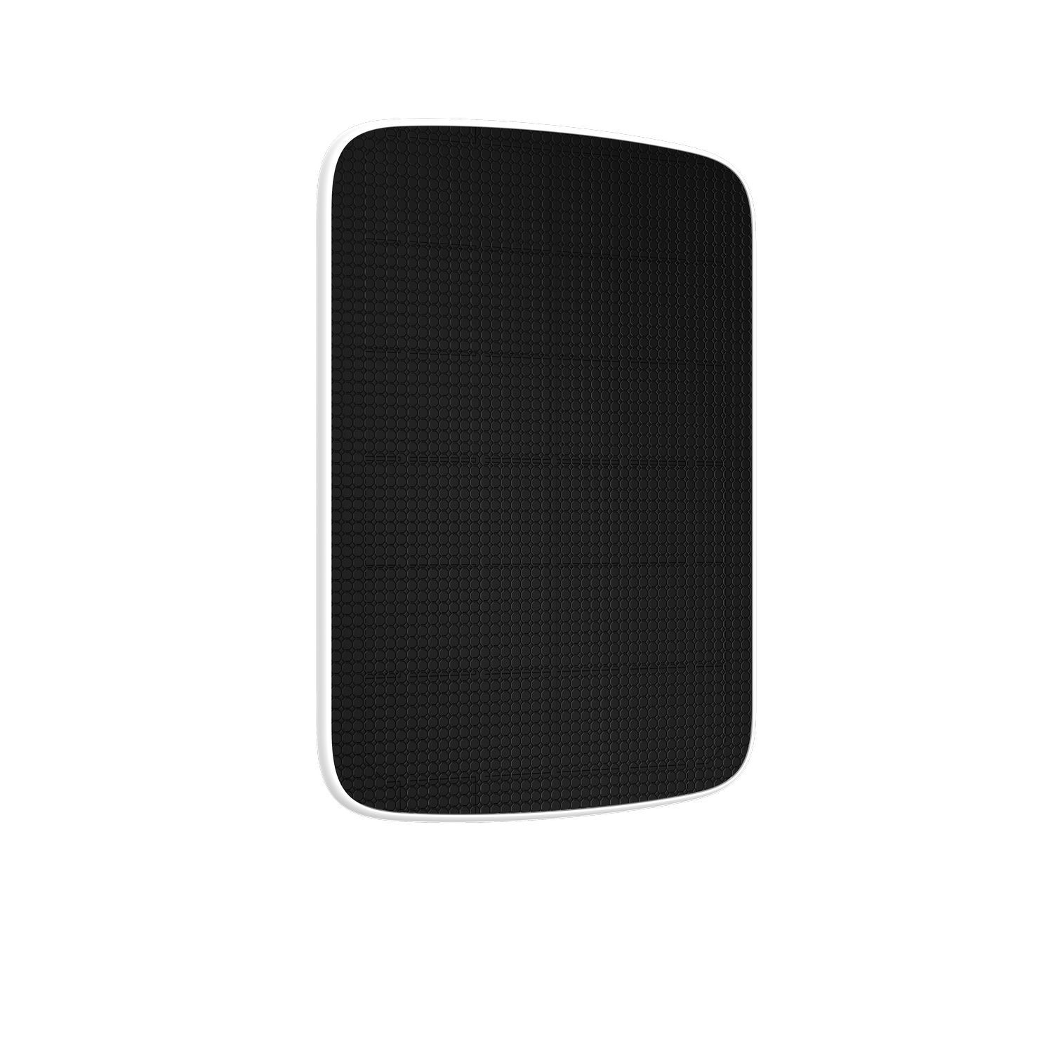 A black speaker with a white frame, rectangular shape, against white background.