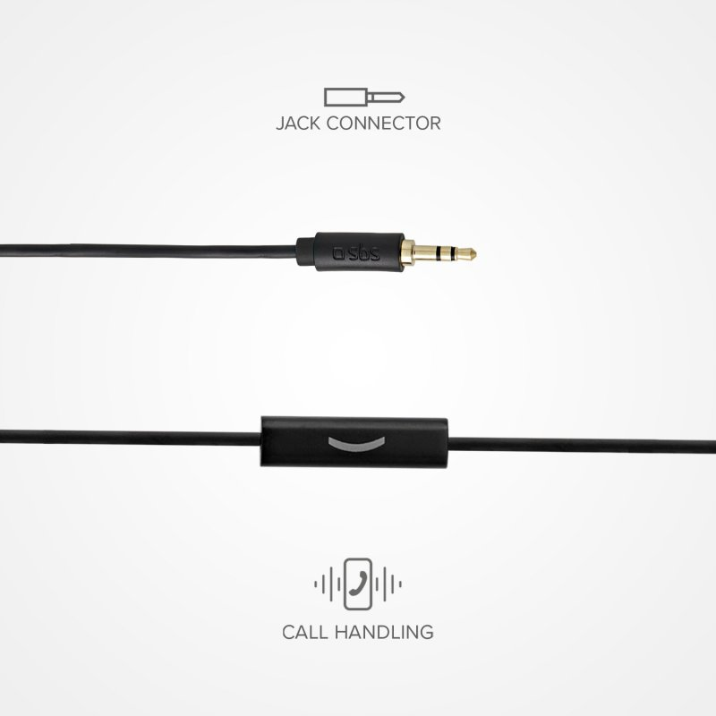 Schwarzes und goldenes Audiokabel mit Klinkenstecker und Anrufsteuerung.