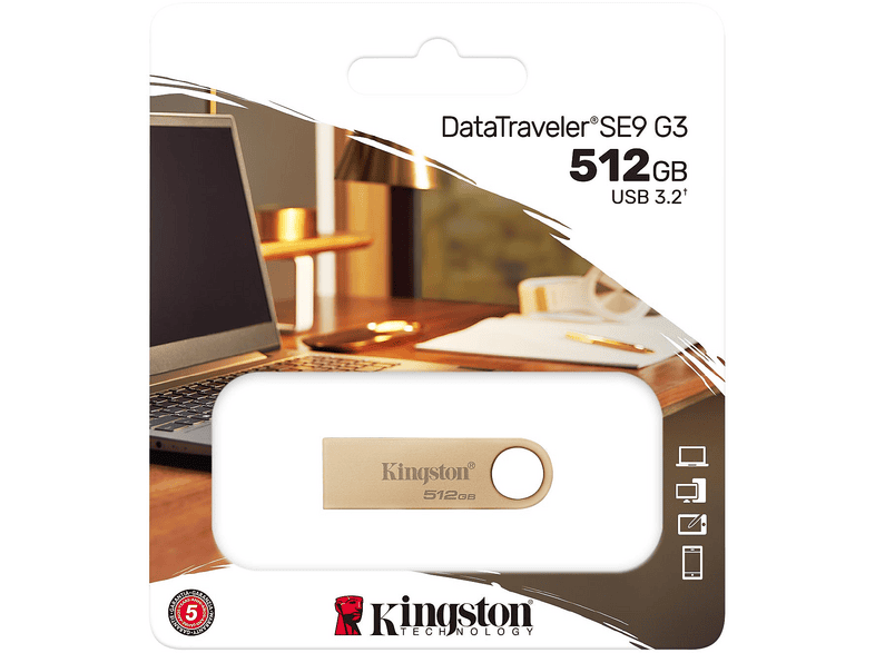 KINGSTON 512 GB DataTraveler SE9 G3 USB-Stick, USB-A 3.2 Gen1, R220/W100 MB/s, Silber — Foto 2 von 2