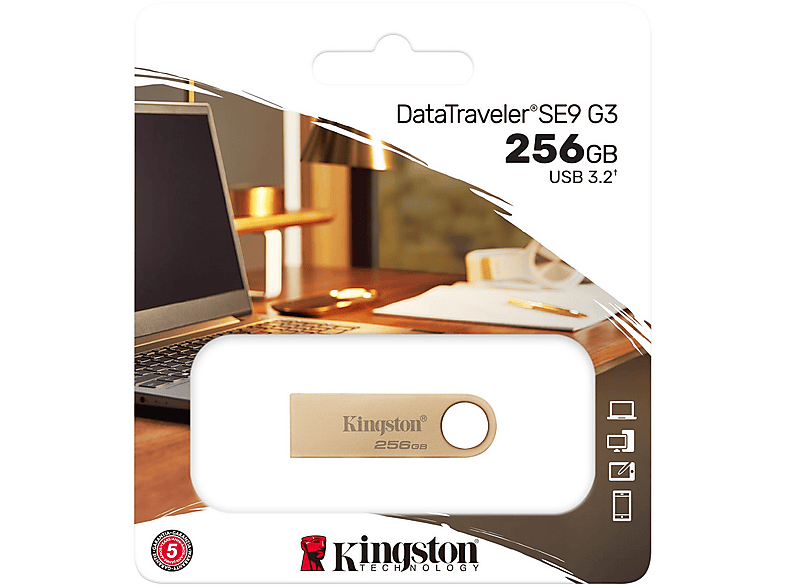 KINGSTON 256 GB DataTraveler SE9 G3 USB-Stick, USB-A 3.2 Gen1, R220/W100 MB/s, Silber — Foto 2 von 2