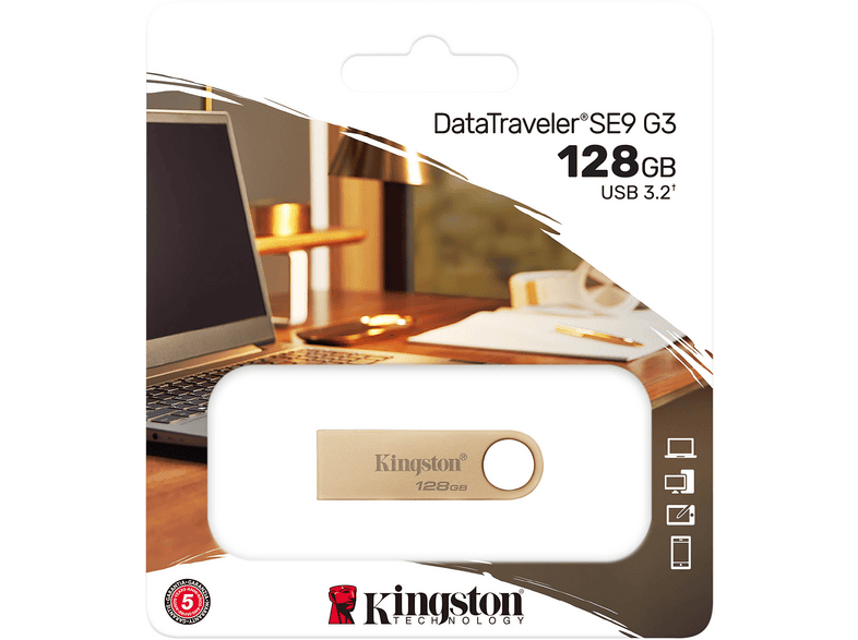 KINGSTON 128 GB DataTraveler SE9 G3 USB-Stick, USB-A 3.2 Gen1, R220/W100 MB/s, Silber — Foto 2 von 2