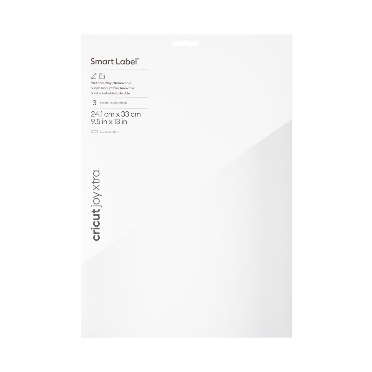 Ein weißes Blatt Smart Label Vinyl, das zum Beschriften bereit ist.