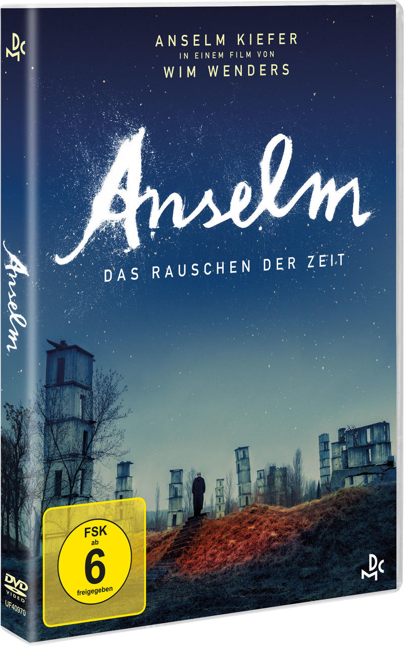DVD-Cover für Anselm, mit einem Mann auf einem Feld und blauem Himmel.