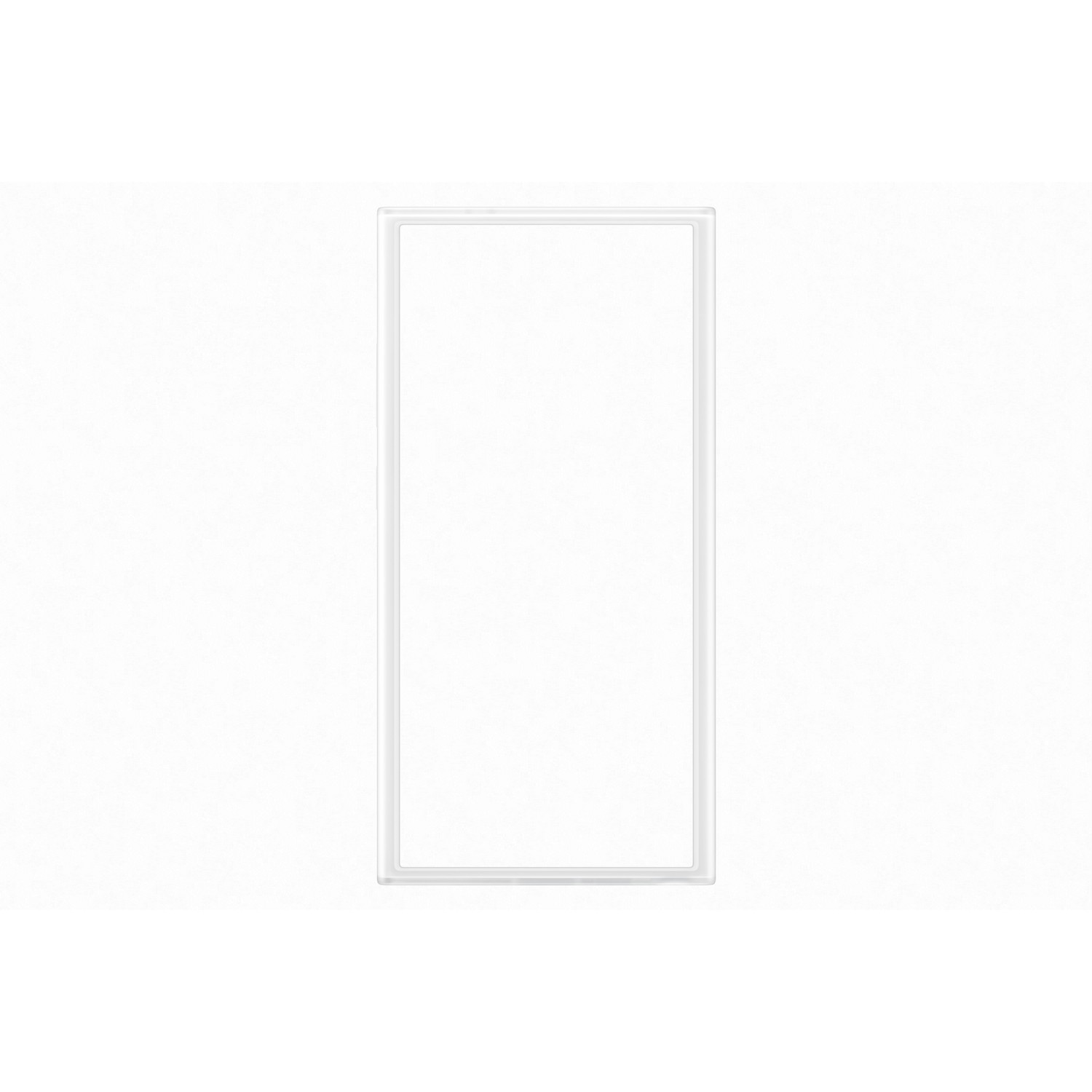 Een witte rechthoekige lichtschakelaar op een wit gestructureerd oppervlak.