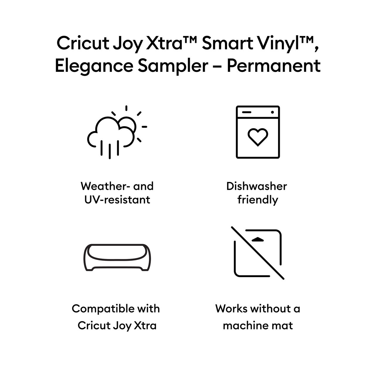 Cricut Smart Vinyl Info. Symbole für Wetter, Spülmaschine usw.