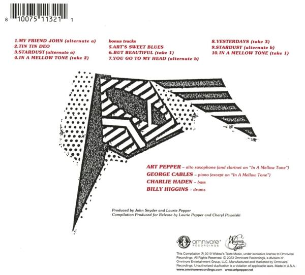 CD-Rückseite mit schwarz-weißem abstraktem Design und Titelliste.