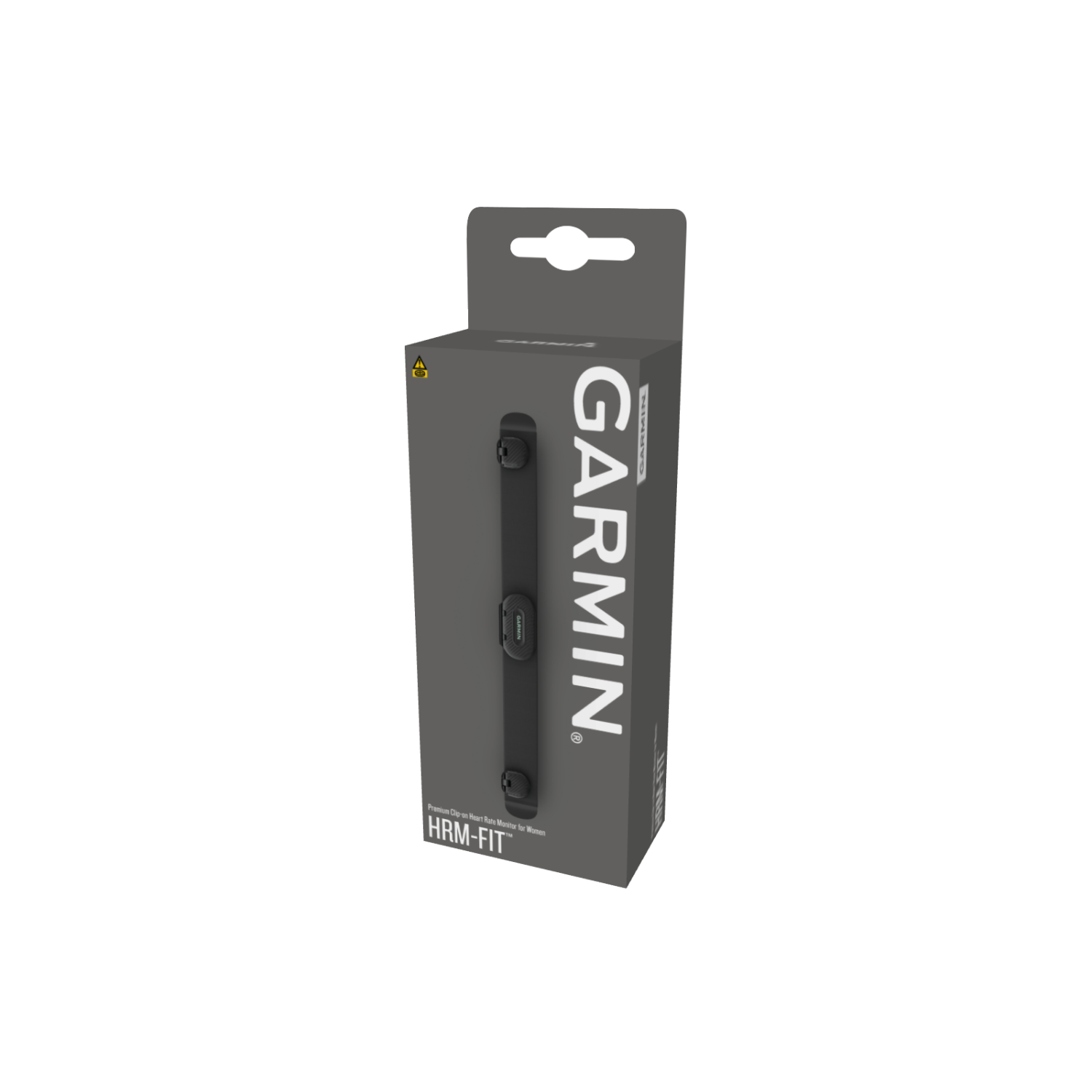Grijze doos met het woord "GARMIN" en een hartslagmeter.