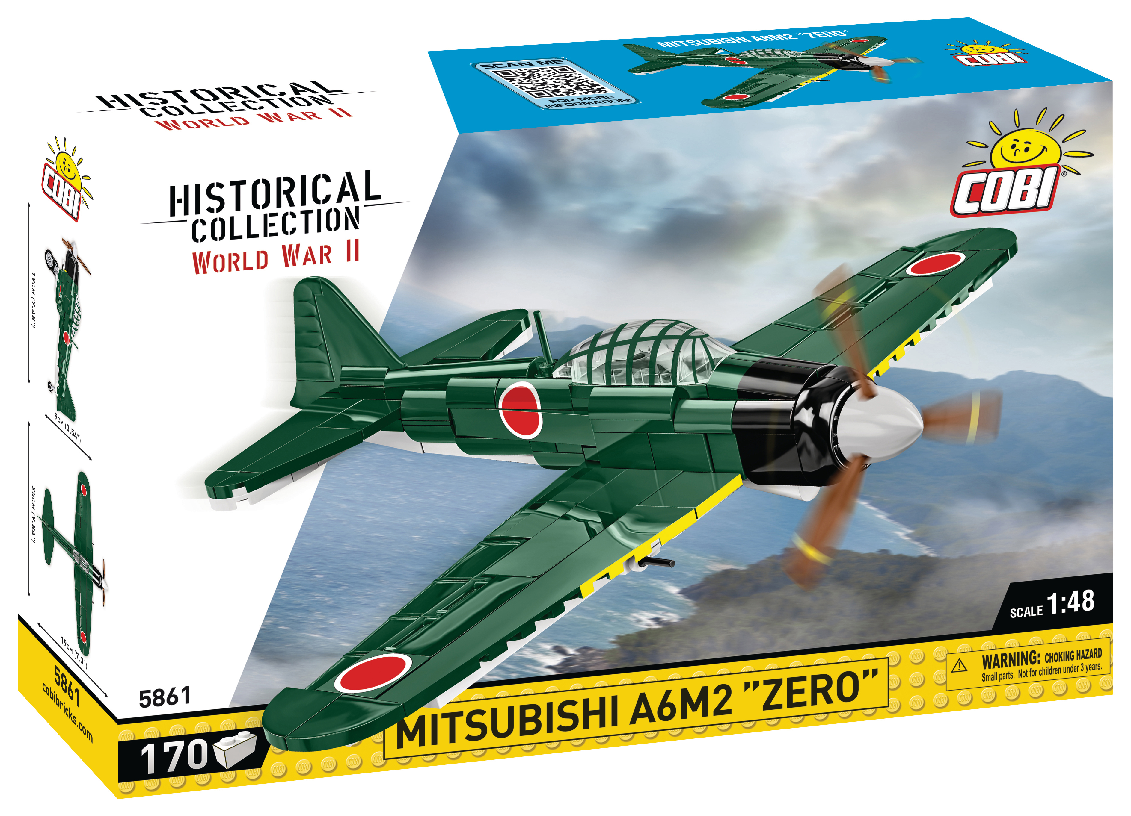 Ein Modellbausatz eines Mitsubishi A6M2 Zero WWII Flugzeugs.
