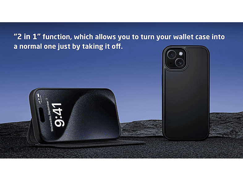 Thumbnail - ISY ISC-3134, Bookcover, Apple, iPhone 15 Pro, Schwarz