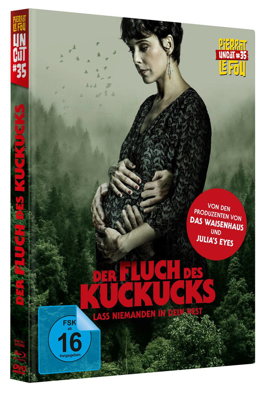 DVD-Cover eines Films. Eine Frau hält ihren schwangeren Bauch. Titel: Der Fluch des Kuckucks.