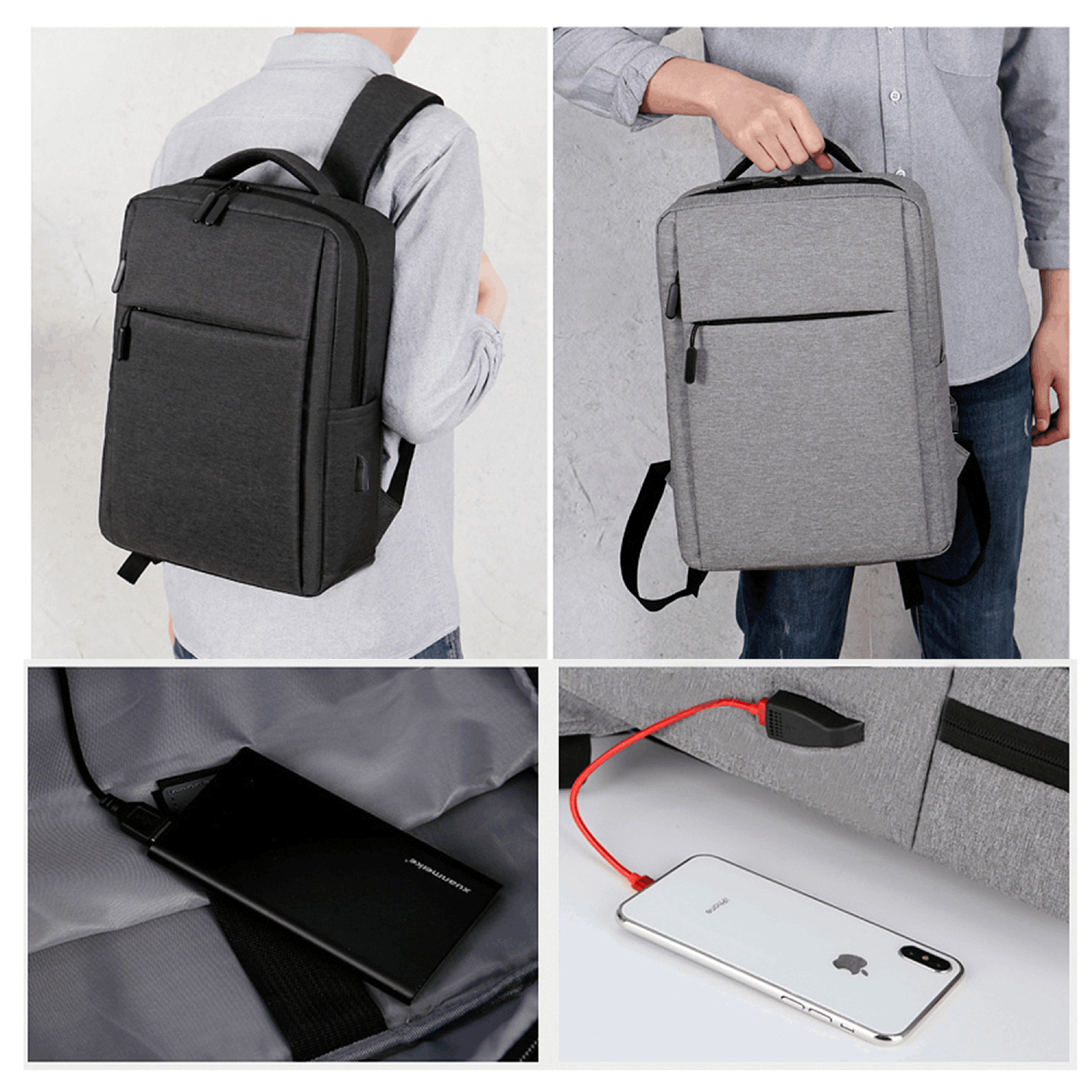 Mochila para portátil - Dam Electronics DMAS0158C04, Para portátiles 15.6", Carga USB, Gris