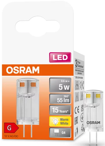 OSRAM LED-Glühbirne in Verpackung. Weißer Hintergrund.