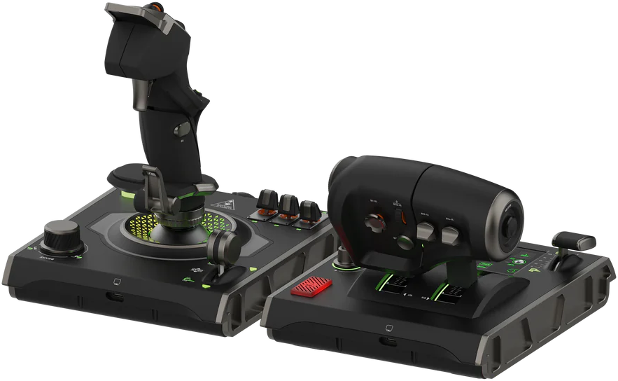 Gaming-Controller-Joysticks. Schwarz mit grünen Akzenten.