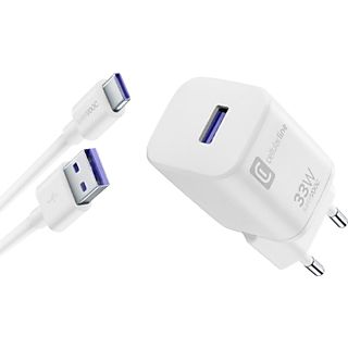 Cargador - CellularLine ACHOPPKITA2CSV33WW, USB tipo A a USB tipo C, Kit para Oppo, 33 W, 1 metro, Blanco