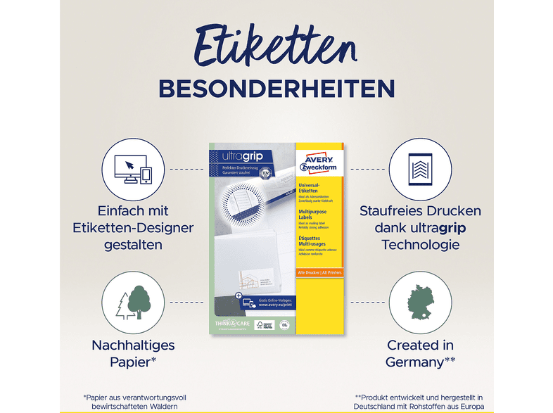 AVERY ZWECKFORM Etiketten, Home Office, Kleinpackung, 64,6 x 33,8 mm, 3658-10 — Foto 4 von 5