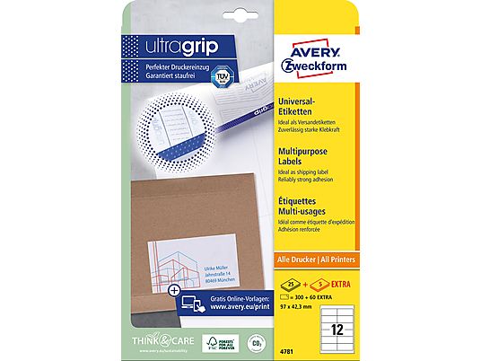 AVERY ZWECKFORM Universal-Etiketten, 97 x 42,3 mm, 4781