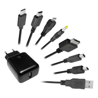 CLD/DRAGONSHOCK 7in1 - Câble de charge avec adaptateur secteur (Noir)