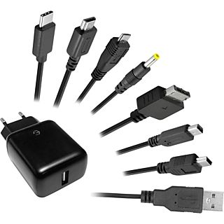 CLD/DRAGONSHOCK 7in1 - Câble de charge avec adaptateur secteur (Noir)