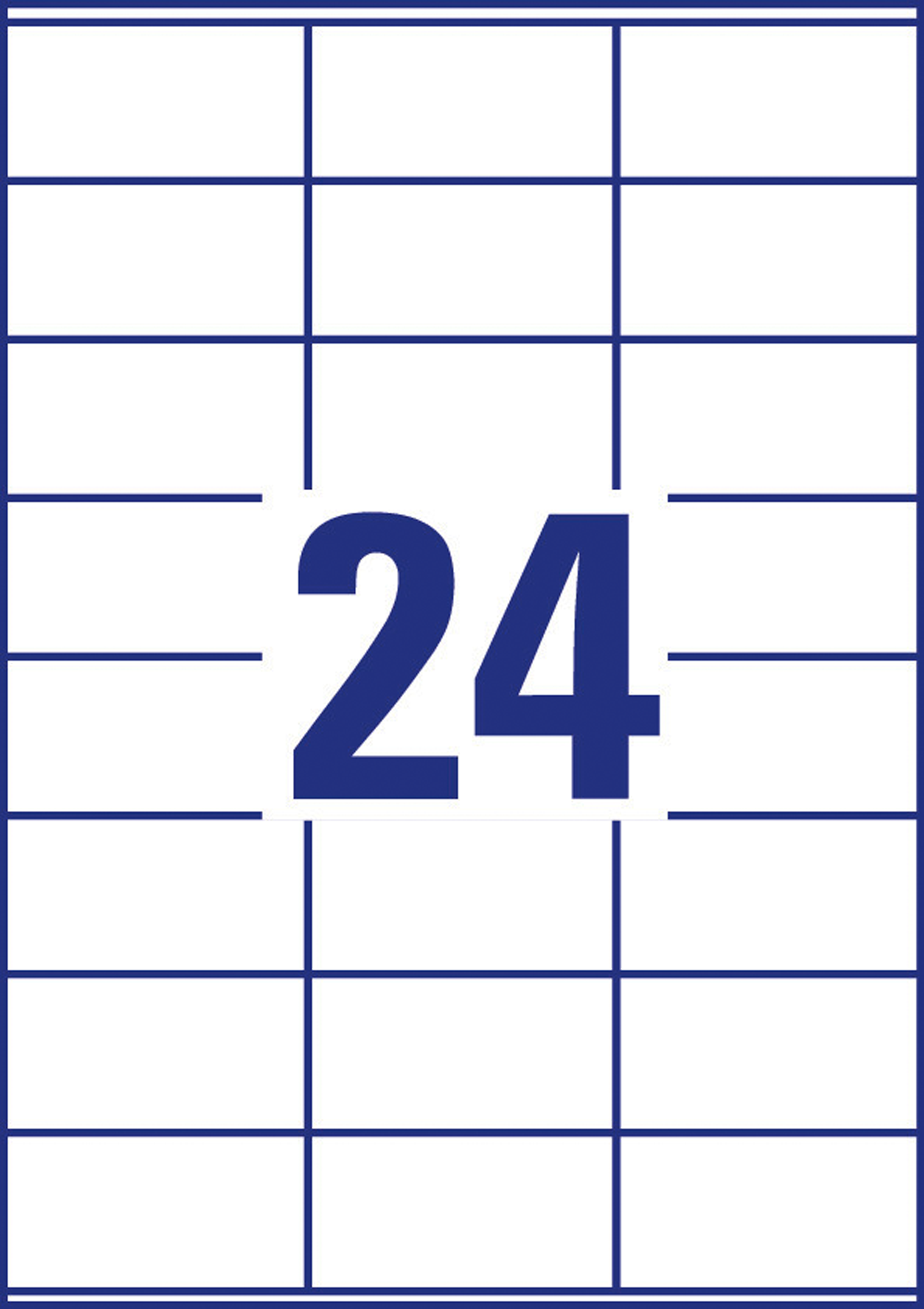 Ein Raster weißer Quadrate mit blauen Linien. Eine große, fette, dunkelblaue Zahl 24 ist zentriert.