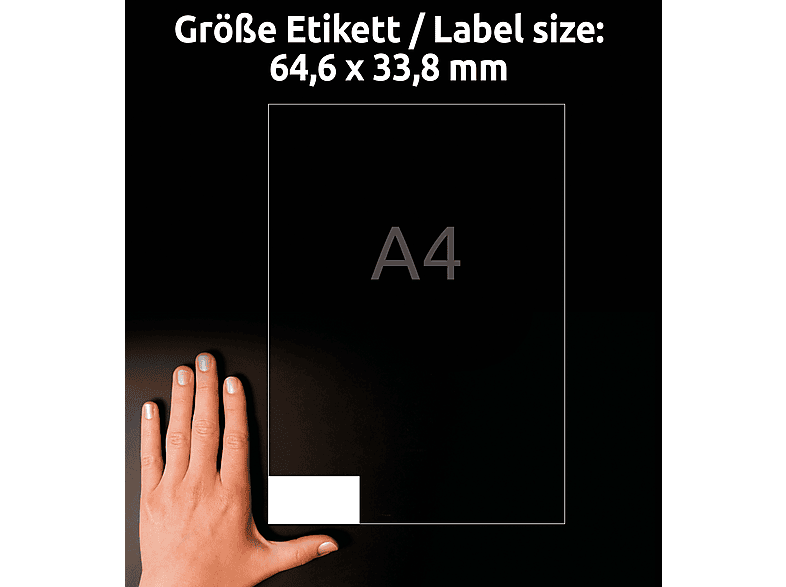 AVERY ZWECKFORM Universal-Etiketten, ultragrip, 64,6 x 33,8 mm,100 Bogen/2.400 Etiketten,weiß (3658) — Foto 2 von 5