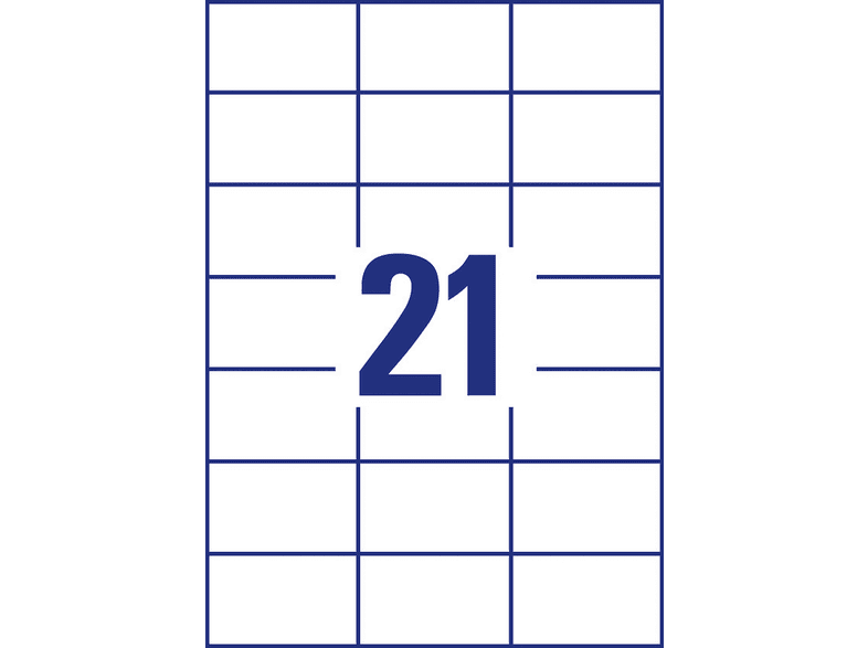 AVERY ZWECKFORM Universal-Etiketten, ultragrip, 70 x 42,3 mm,100 Bogen/2.100 Etiketten, weiß (3652) — Foto 3 von 5