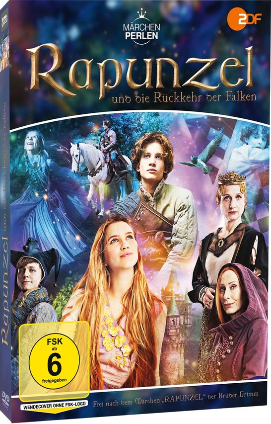 DVD-Cover mit einer Reihe von Charakteren und Titel. Der Hintergrund zeigt ein Schloss und einen Reiter.