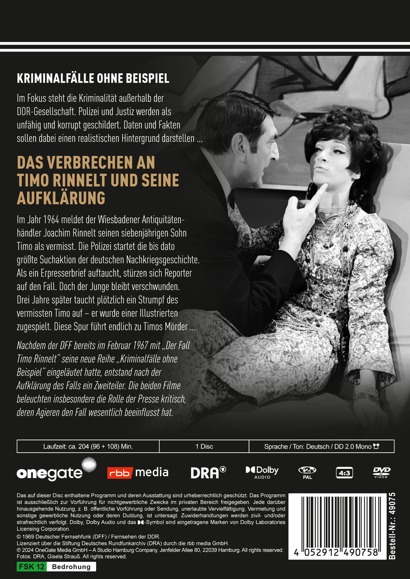 DVD-Hülle mit Filmposter mit Mann und Frau, Text auf Deutsch.