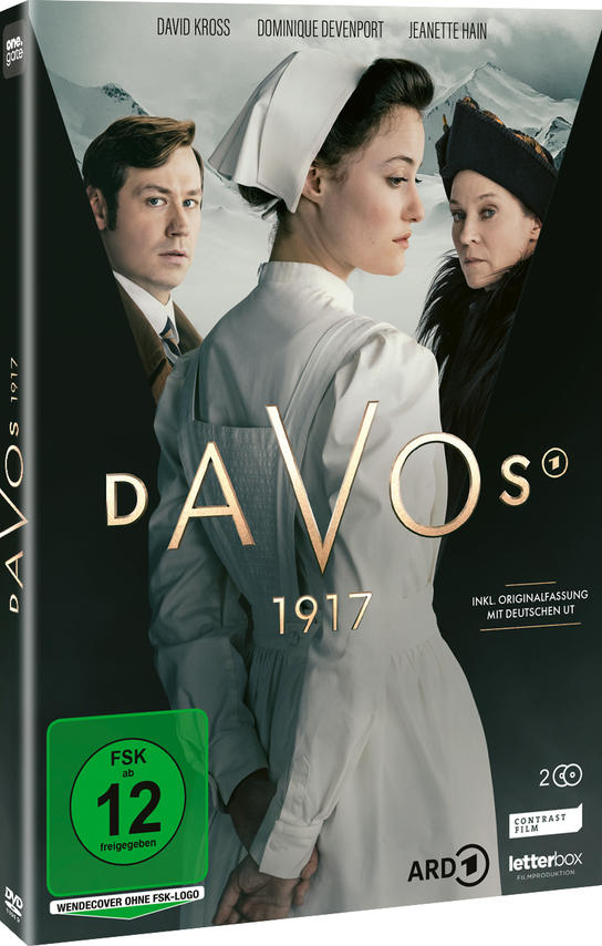 Davos 1917 DVD-Cover mit drei Personen, eine Frau mit Krankenschwesterhaube.