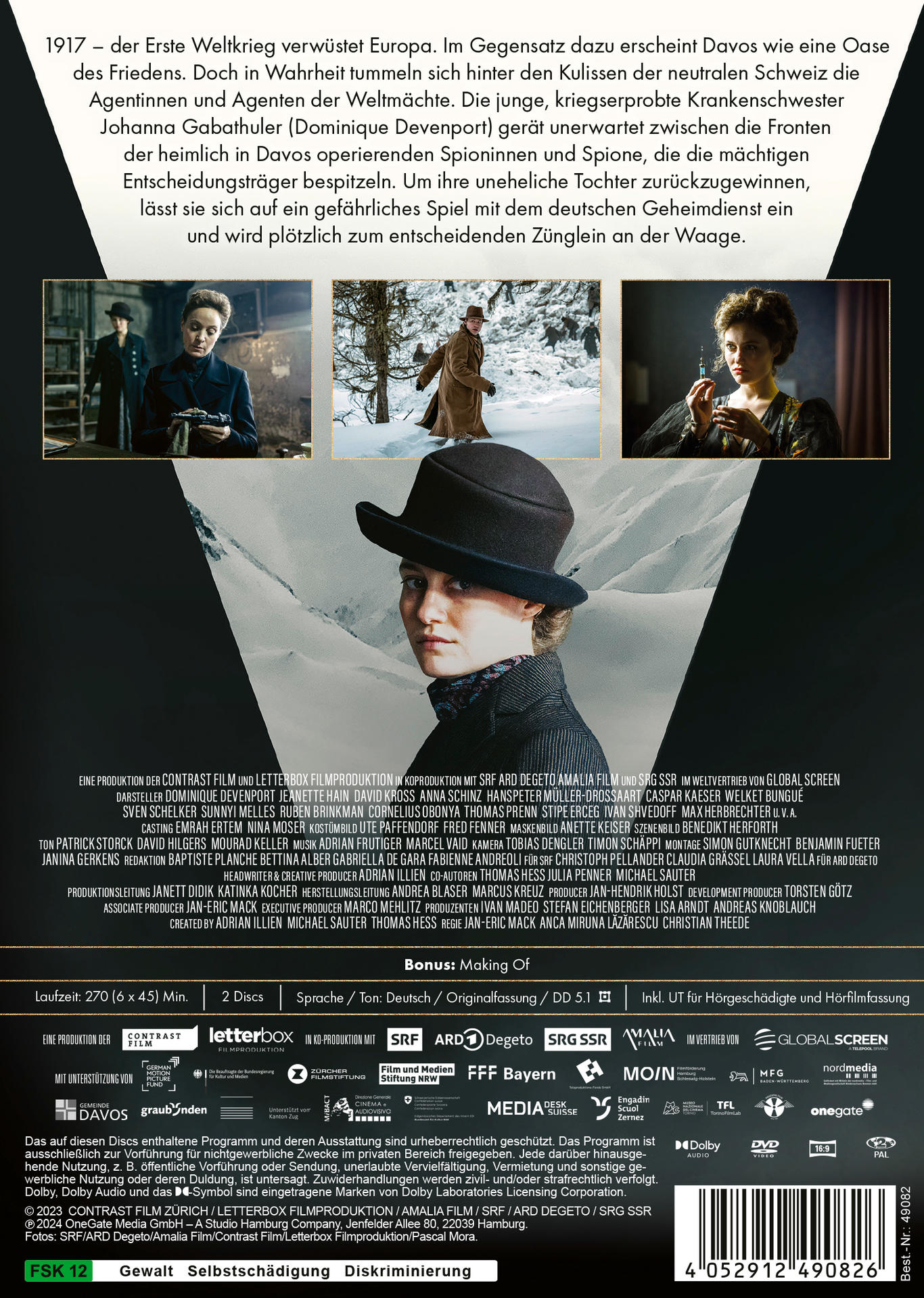 DVD-Hülle für einen Film. Szenen von Menschen und eine Frau mit Hut werden gezeigt.