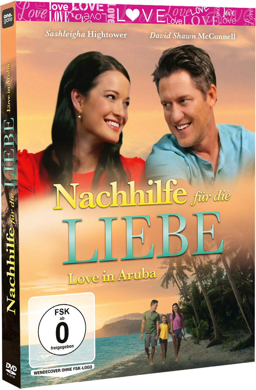 Filmcover: zwei lächelnde Personen, Sonnenuntergang und Palmen.