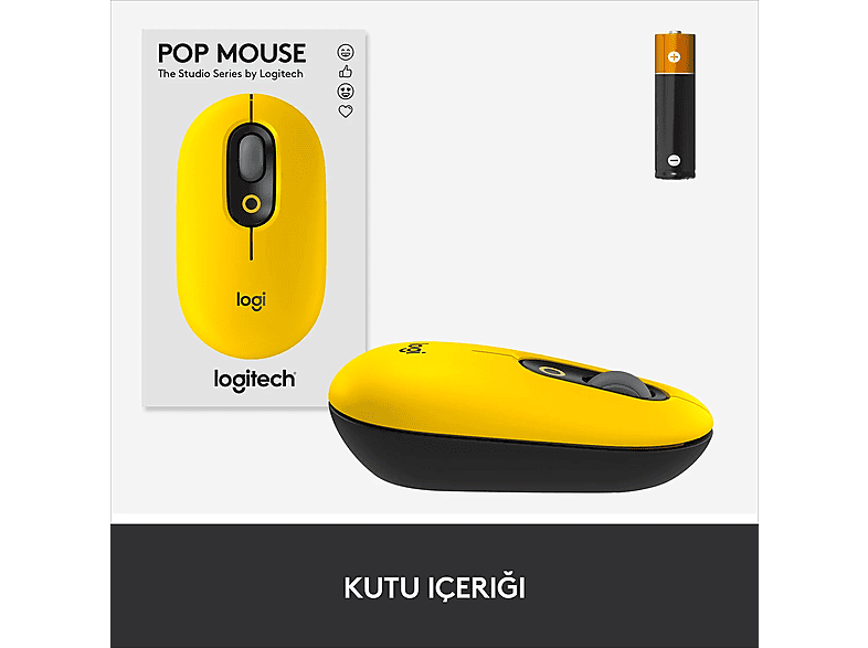 LOGITECH POP Mouse Blast Emoji Tuşlu Sessiz Kablosuz Mouse - Sarı&Siyah_7