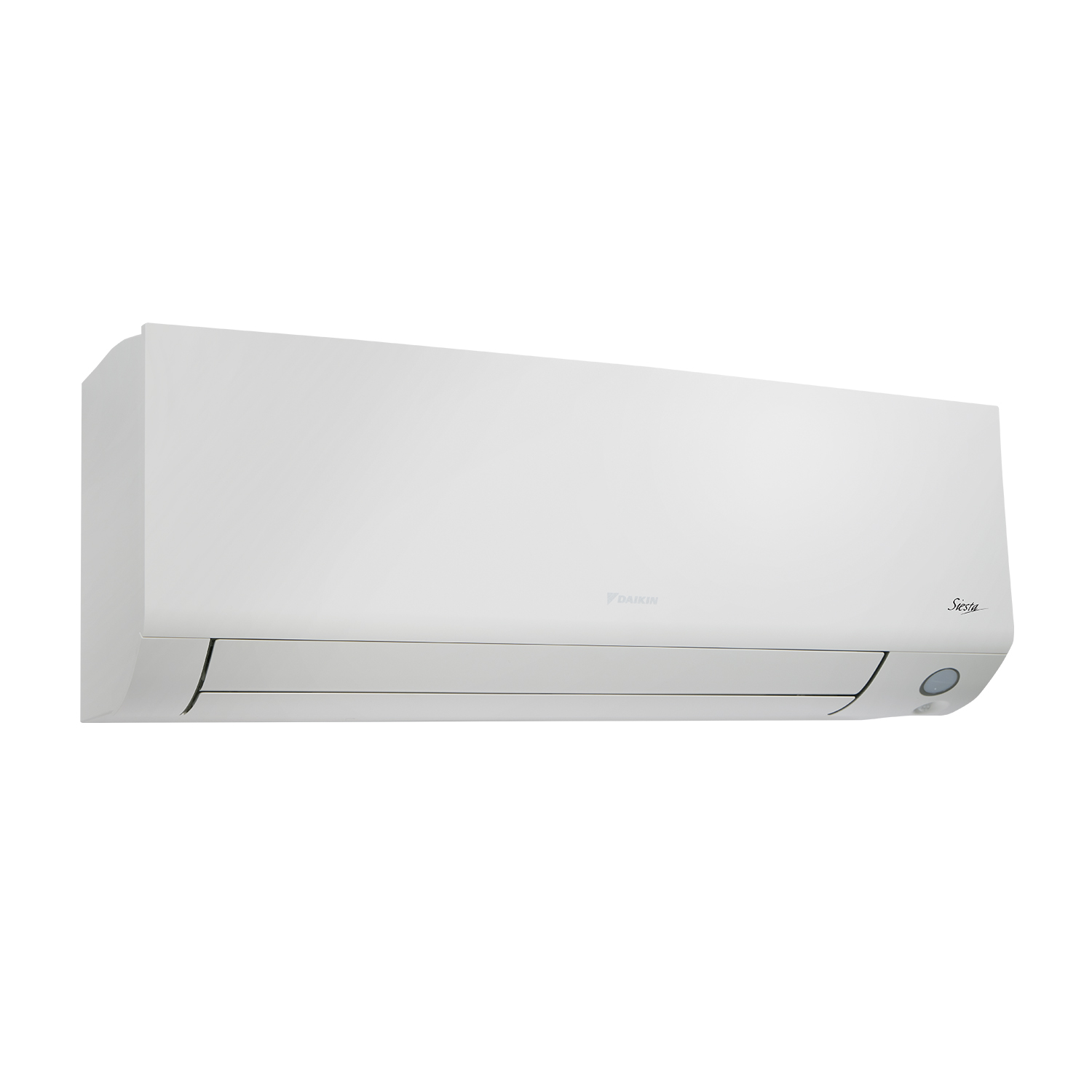 Un condizionatore Daikin bianco montato a parete. L'unità ha un design elegante e moderno.