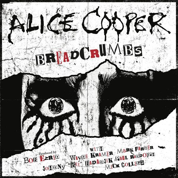 Albumcover für Alice Coopers 'Breadcrumbs' mit einem gequälten Gesicht und dem Albumtitel.