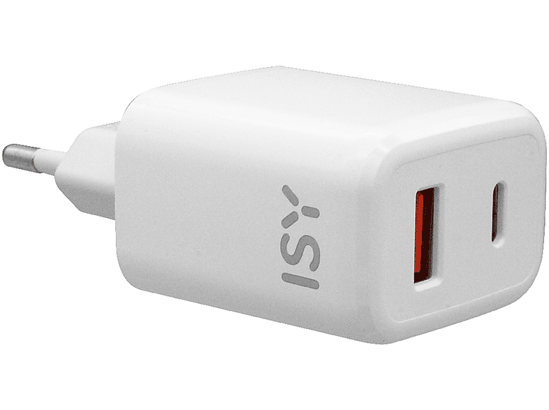 Caricabatteria ISY Caricabatterie USB+typeC da 20W, Bianco