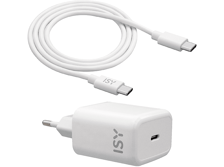 Caricabatteria ISY ITC-0015 Caricatore da 20W, 1 porta Type-C + cavo metro, bianco
