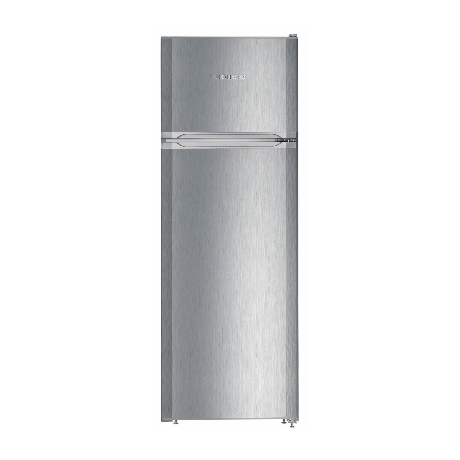 Frigorifero Liebherr in acciaio inox, vista completa, con due porte.
