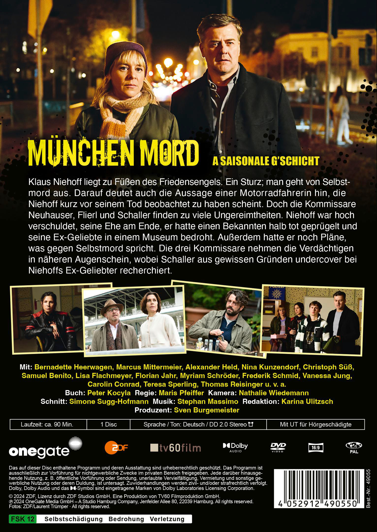 DVD-Hülle des Films 'München Mord'. Zwei Personen stehen vor einem Gebäude.
