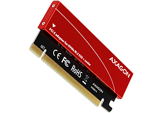 AXAGON PCIe 3.0 x16 adapter M.2 NVMe SSD meghajtóhoz, passzív hűtés, piros (PCEM2-S)