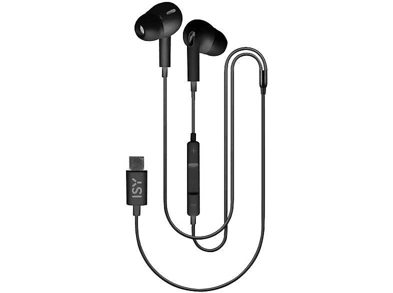 ISY IIE-0003 auricolari In-ear, Type-C, microfono e regolazione del volume, nero