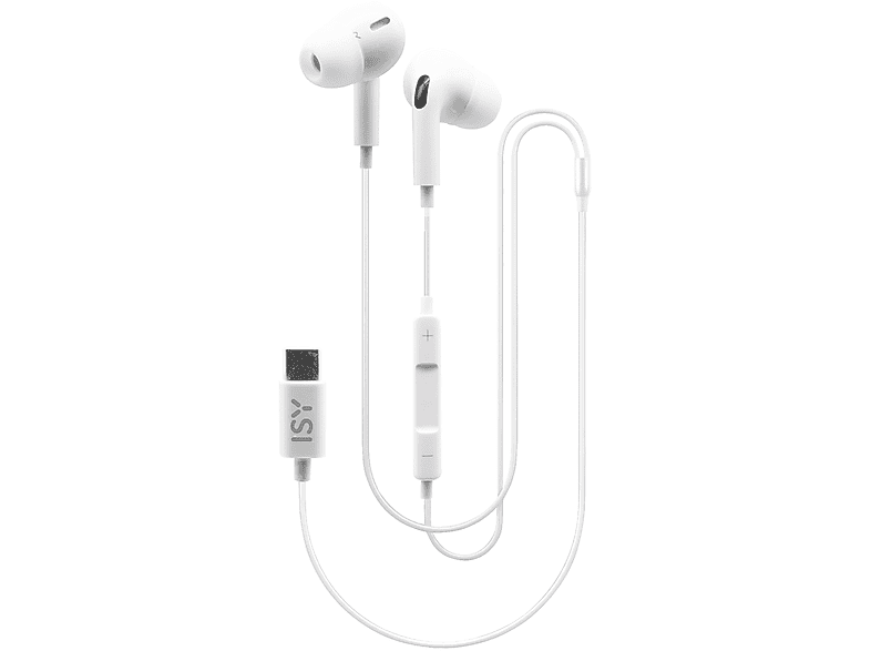ISY IIE-0004N auricolari In-ear, Type-C, microfono e regolazione del volume, bianco